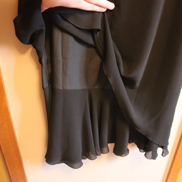 Laura Long Black Georgette Evening Skirt